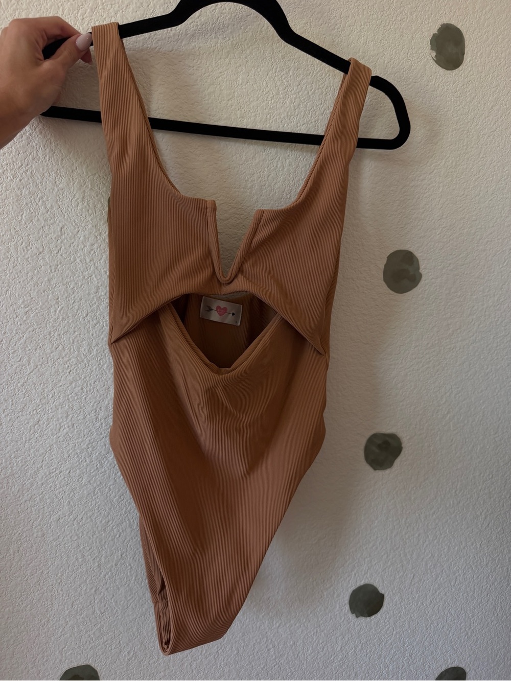 Buddy Love Ribbed Cutout One-Piece Swimsuit - Tan